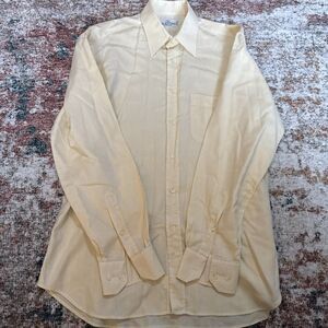 Valentino Chemises Mens Oxford Dress Shirt M 40 Italy Yellow Single Stitch EUC